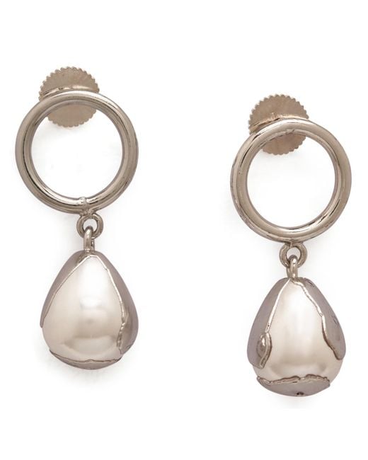 Dhwani Bansal Metallic Luludrop Earrings With Baroque Pearls