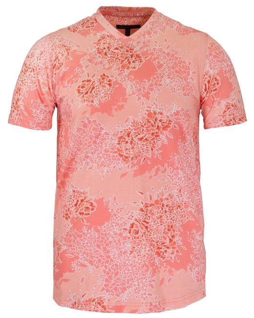 Lords of Harlech Pink Maze Bouquet Island V-Neck Tee for men