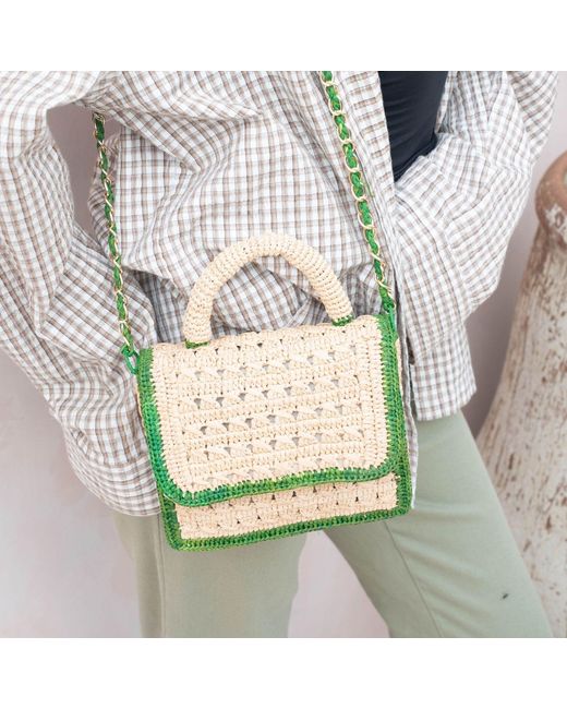 Zanatany Concepts Green Brouly Raffia Bag