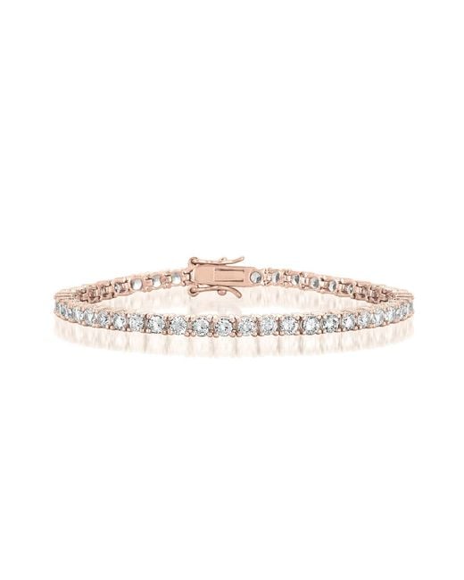 Genevive Jewelry Metallic Genevive Sterling Plated With Clear Cubic Zirconia Tennis Bracelet