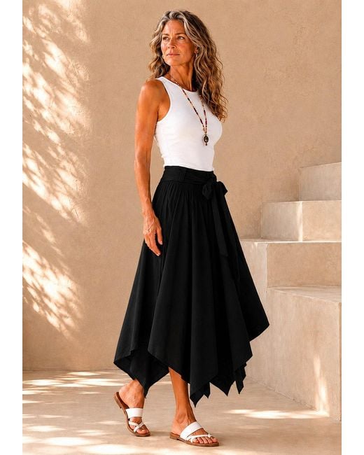Lumina Eligma Black Bohemian Midi Skirt
