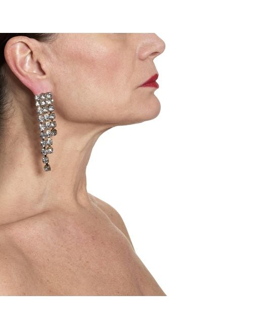 Addicted Metallic Neutrals Asteria Earrings With Strands Of Rhinestones