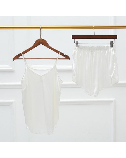Soft Strokes Silk White Pure Mulberry Silk Petal Camisole, V Neck Spaghetti Strap Silk Charmeuse