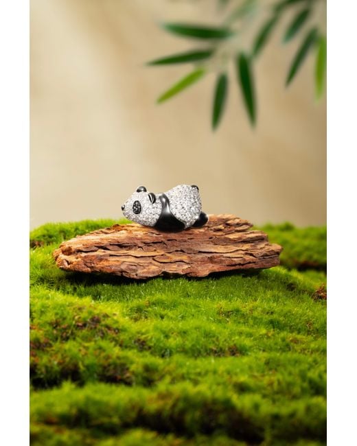 Arte Madrid Black Puffy Panda Brooch