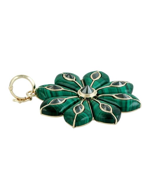 Artisan Green 14K Malachite & Diamond Flower Pendant