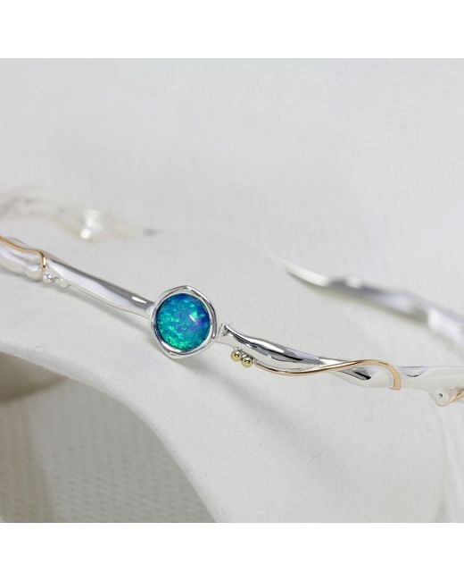 Isla Silver Blue Organic Delicate Opalite Bangle