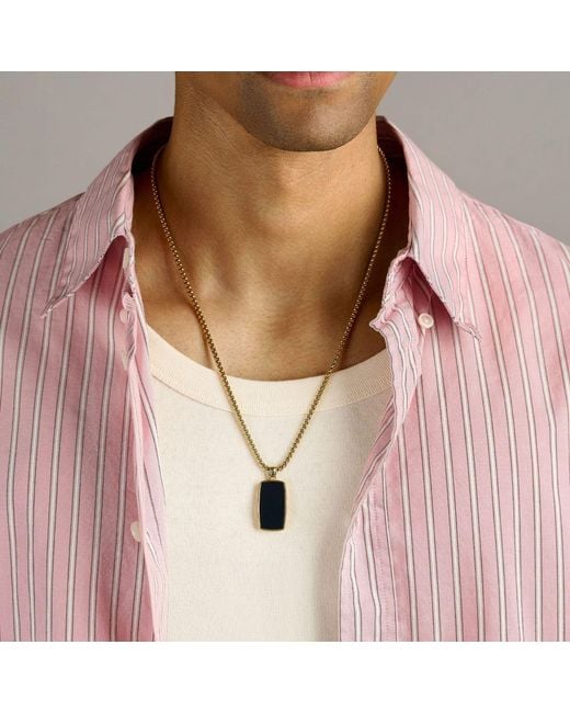 Nialaya Metallic Onyx Dog Tag Necklace for men