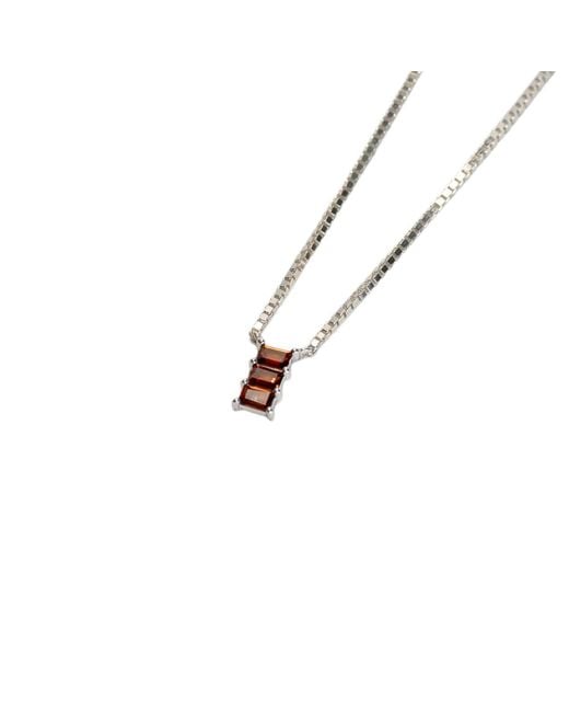 NASI SILVER Metallic Baguette Nahar Necklace- Garnet