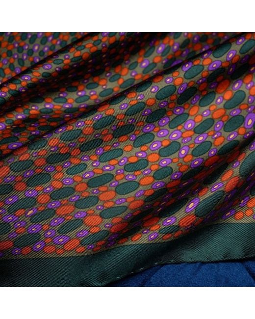 Otway & Orford Blue 'Infinity' Spotted Silk Pocket Square for men