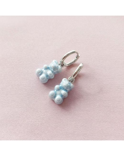 POPORCELAIN Blue Baby Porcelain Gummy Bear Earrings, Tone