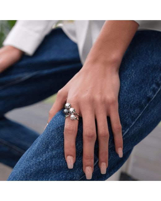 LINYA JEWELLERY Metallic Nera Pearl Ring