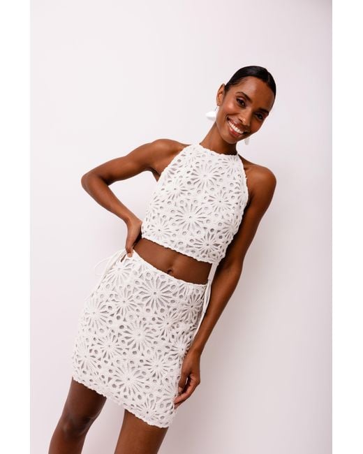 Amy Lynn White Bonnie Crochet Mini Skirt