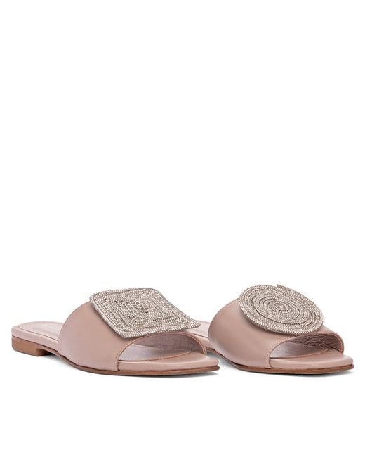 Beautiisoles by Robyn Shreiber Made in Italy Pink Neutrals Adeline Work Sexy Flat Leather Sandal