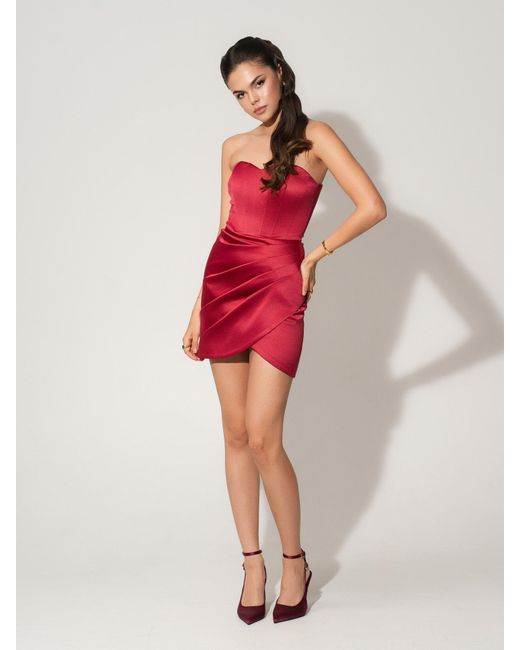 Tia Dorraine Red A Touch Of Glamour Satin Mini Dress