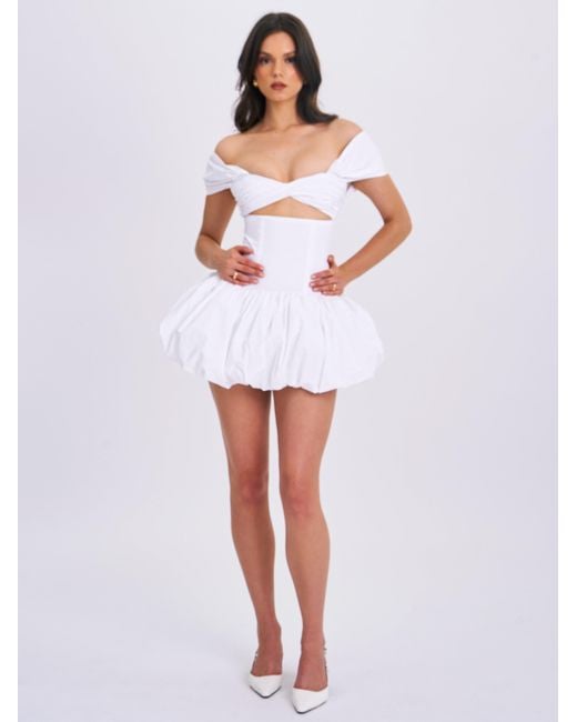 Miss Circle New York White Umika Bubble Hem Mini Dress