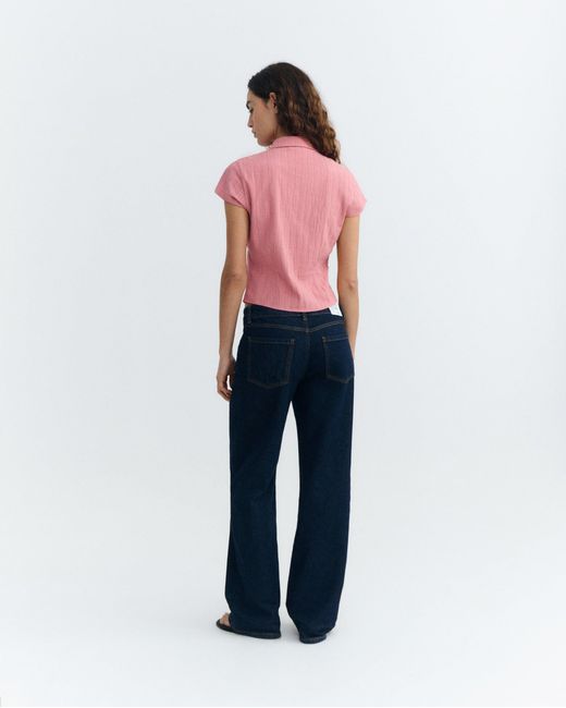 Thinking Mu Pink Slim Popcorn Blouse Kitty