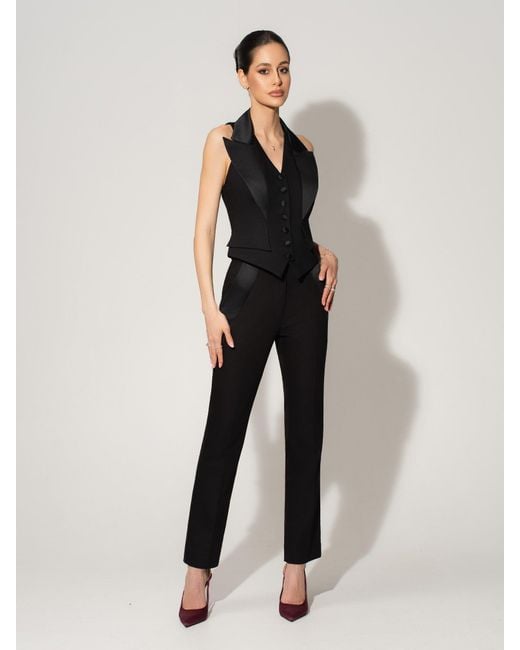 Tia Dorraine Black Single-Breasted Waistcoat & Tailored Trousers Set