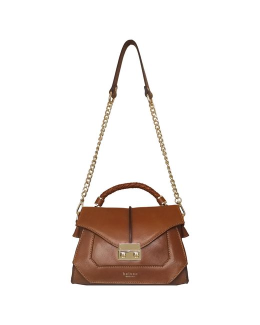 BELYSA Brown Flore, Cognac Leather Shoulder Bag
