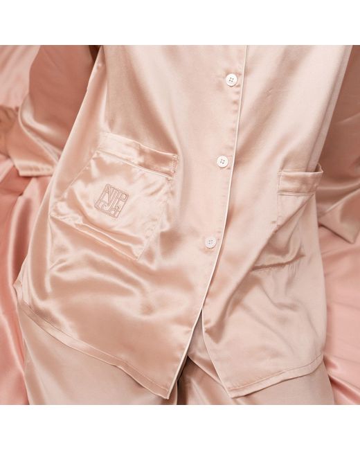 NOT JUST PAJAMA Pink Timeless Collection Silk Long Pajama Set