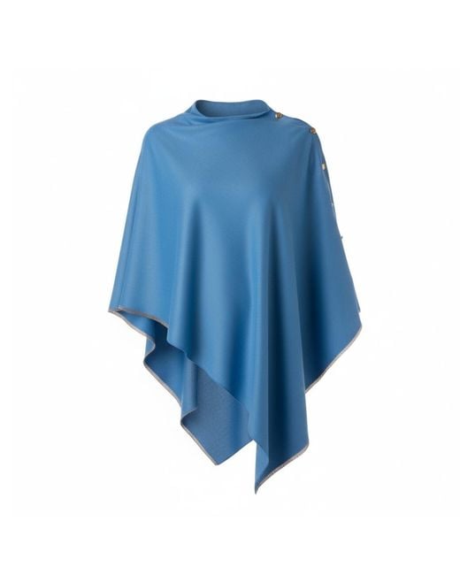 Franchetti Bond Blue Gisella Denim Button Poncho