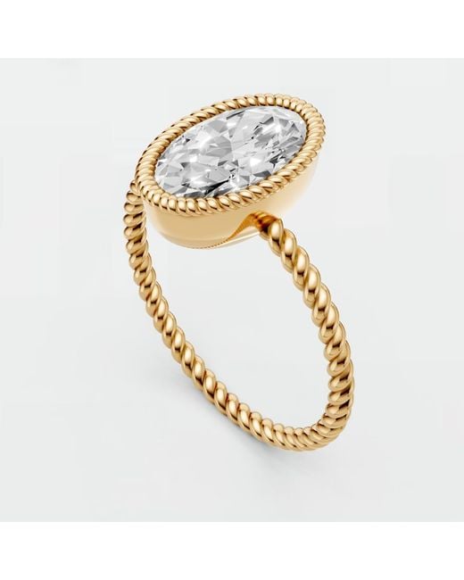 Aya Fine Jewelry Metallic 1.77 Ct Oval Lab Diamond Twisted Rope Bezel Solitaire Ring