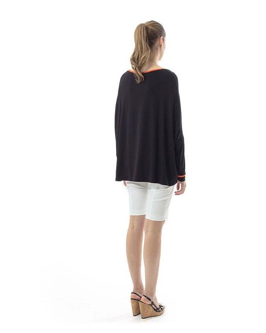 Conquista Black Oversized Trim Detail Top