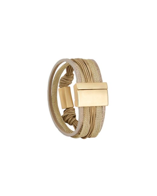 Saachi Metallic Rectangle Charm Cord Taupe Bracelet