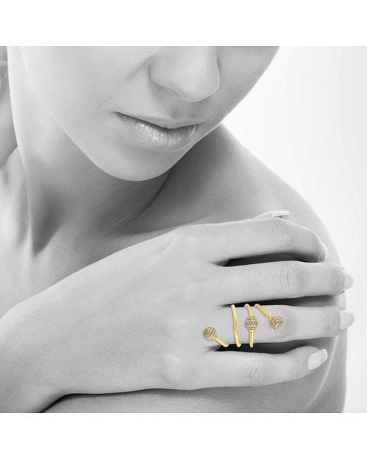 Artisan Metallic 18K Diamond Pave Spiral Wrap Ring