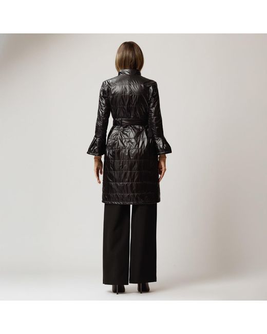 concept A trois Black Quilted Midi Jacket With Collar & Drawstring