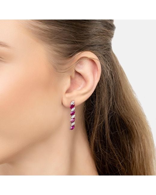 Latelita London Pink Viscountess Tennis Drop Earrings Ruby