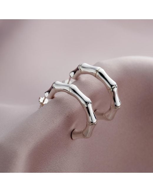 Posh Totty Designs Metallic Sterling Silver Bamboo Hoop Earrings