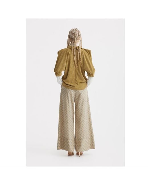 Julia Allert Natural Neutrals Button Front Palazzo Trousers – Printed