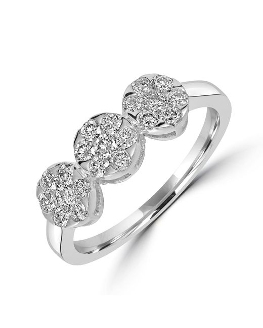 Artisan Metallic Three-Flower Diamond Cluster Ring