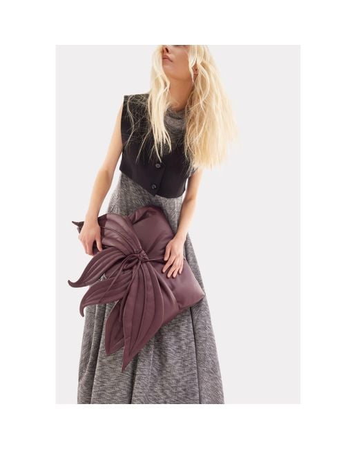 Julia Allert Red Petal Faux Leather Evening Clutch Bag
