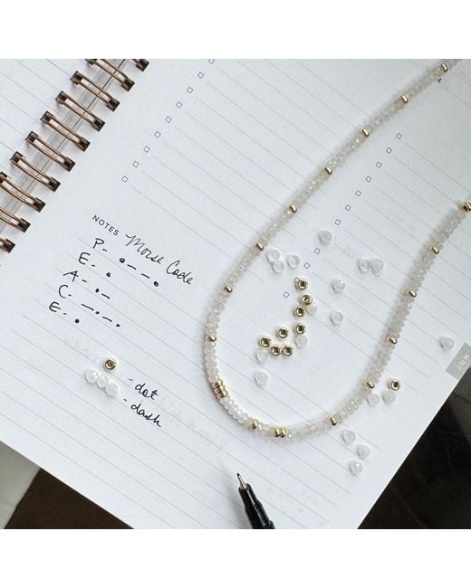 Herself Collections Metallic Moonstone Morse Code Necklace