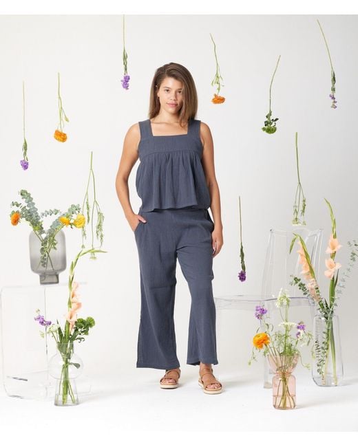 Known Supply Blue Organic Gauze Tank