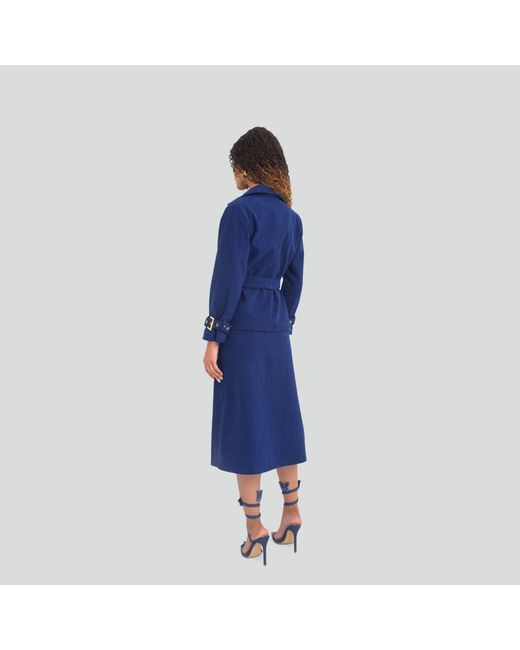 Maui X Lolita Blue Pearl Denim Cropped Trench Jacket