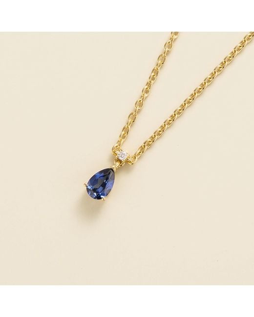 Juvetti Metallic Ori Small Pendant Necklace Sapphire & Diamond
