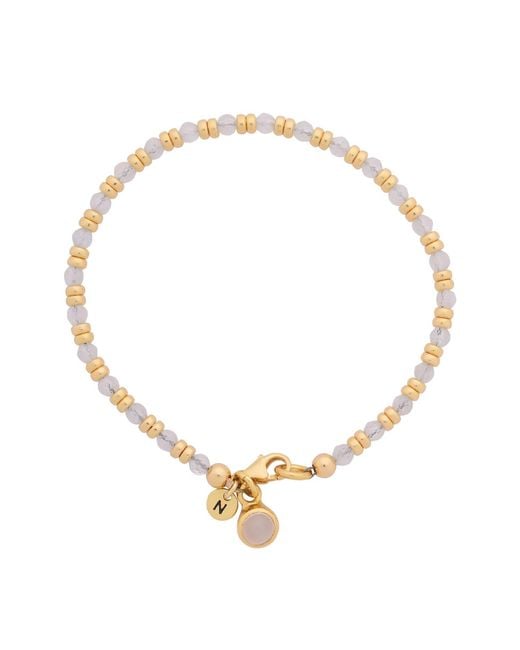 Nellou Jewellery Metallic Neutrals Linear June Birthstone Bracelet Moonstone Plated Sterling