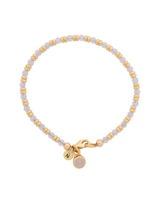 Nellou Jewellery Metallic Neutrals Linear June Birthstone Bracelet Moonstone Plated Sterling