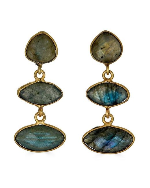 Loni Paul Jewelry Green Labradorite Marquis Dangle Earrings