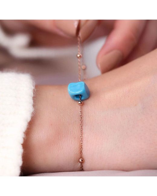 Spero London Blue Sterling Beaded Satellite Chain Bracelet With Gemstone