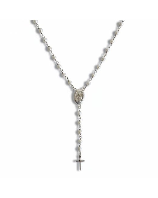 Leni James Metallic The Amelia Pearl Rosary Necklace