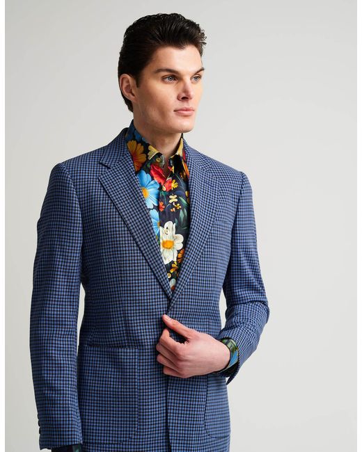 Gresham Blake Men's Gray Bright Flowers Silk Shirt