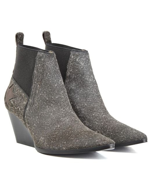 Rosamund Muir London Gray Felixa Speckled Calf Hair With Star Ankle Boots