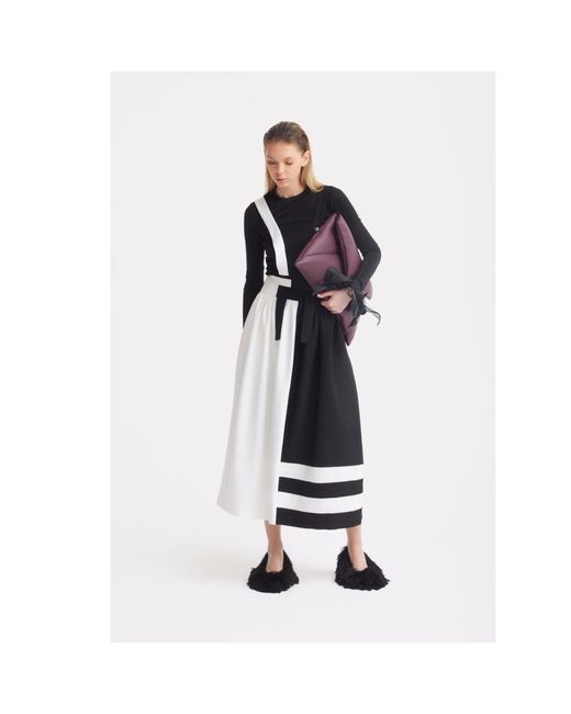 Julia Allert Black Neutrals Midi Apron Dress With Adjustable Straps