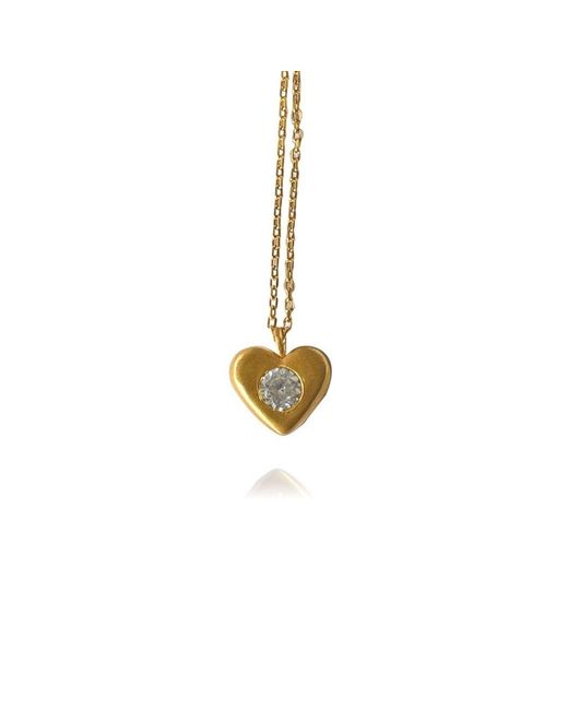 LINYA JEWELLERY Metallic Aura Minimal Stone Heart Necklace