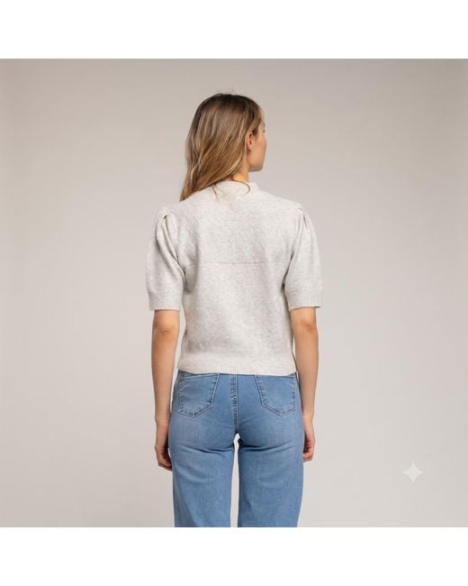 Tantra Spain Sl Gray Short-Sleeved Sweater With Embroidered Birds