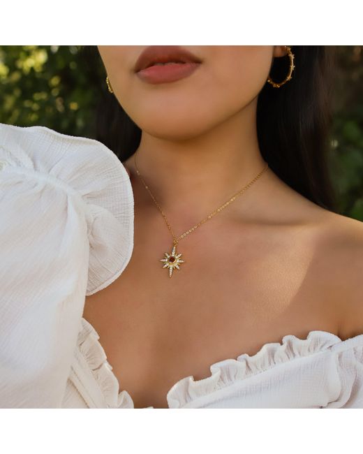 Luna Charles Metallic Heidi North Star Birthstone Necklace Plated January