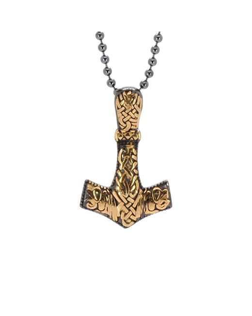 Ebru Jewelry Metallic Thor Hammer Sterling Silver & Gold Pendant Necklace for men